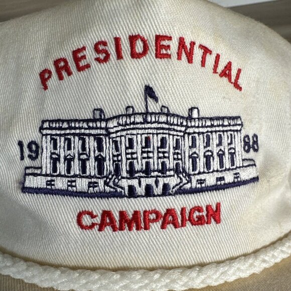 Vintage WHITE HOUSE STAFF / 1988 PRESIDENTIAL CAMPAIGN Trump Rope HAT / White - Picture 8 of 8